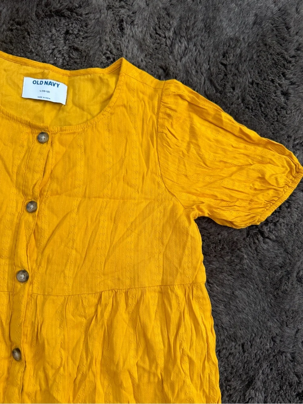 Old Navy Yellow Button-Front Eyelet Girls' Dress Size L 10/12